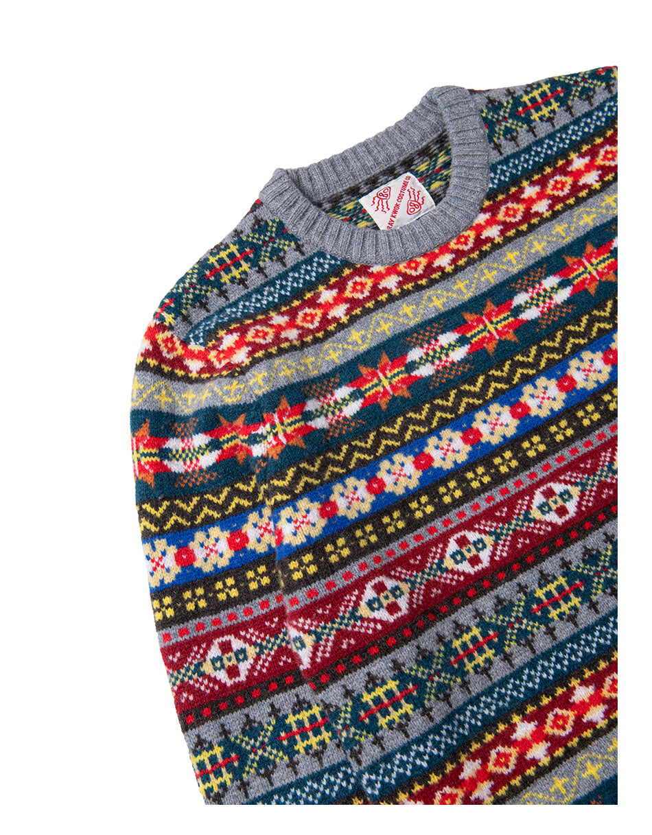Fair Isle Merino Wool Crew Neck Sweater – Vintage British Retro (Unisex)