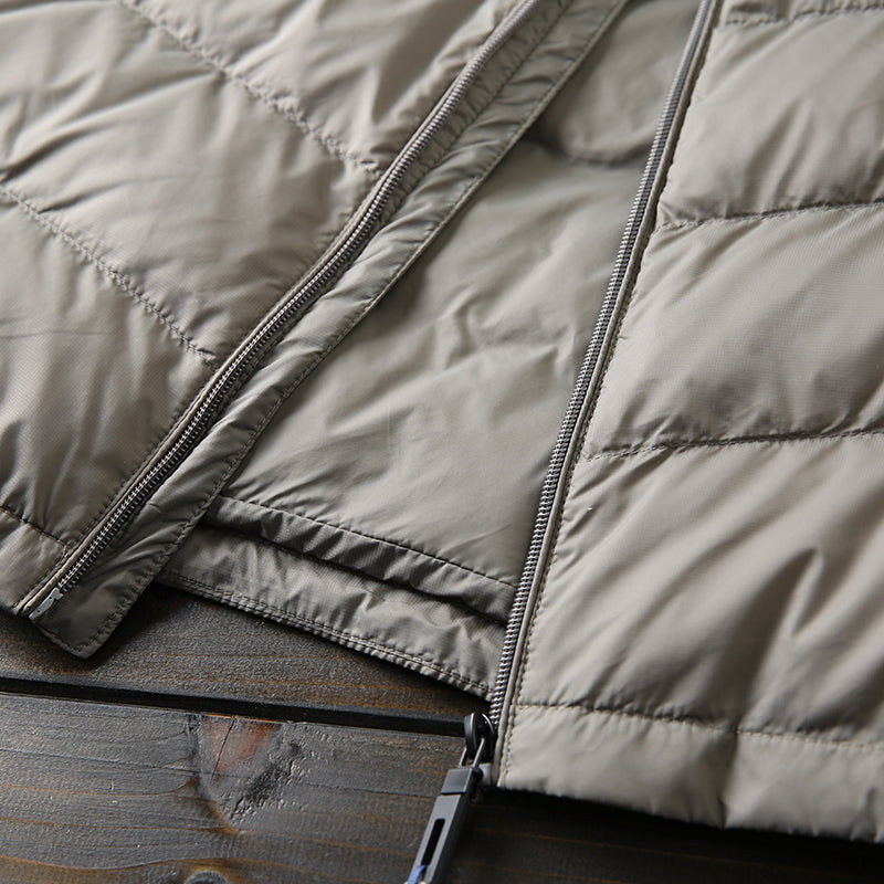 Men's Plus Size Lightweight High-Fluffy Down Jacket - Winter Stand Collar Warm Export Overstock Coat