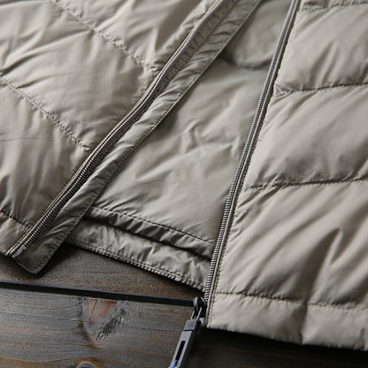 Men's Plus Size Lightweight High-Fluffy Down Jacket - Winter Stand Collar Warm Export Overstock Coat