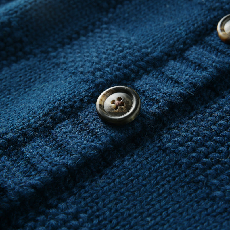 Men's High-End Italian Order Heavyweight Wool Cardigan - Autumn Winter Thickened Round Neck Knitted Sweater Jacket