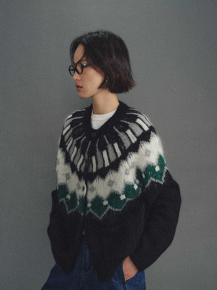 Shyshy Two Colors Choose Your Price Mohair Raw Materials Hand-Painted Design Sense Fairisland Sweater Cardigan Wool Top