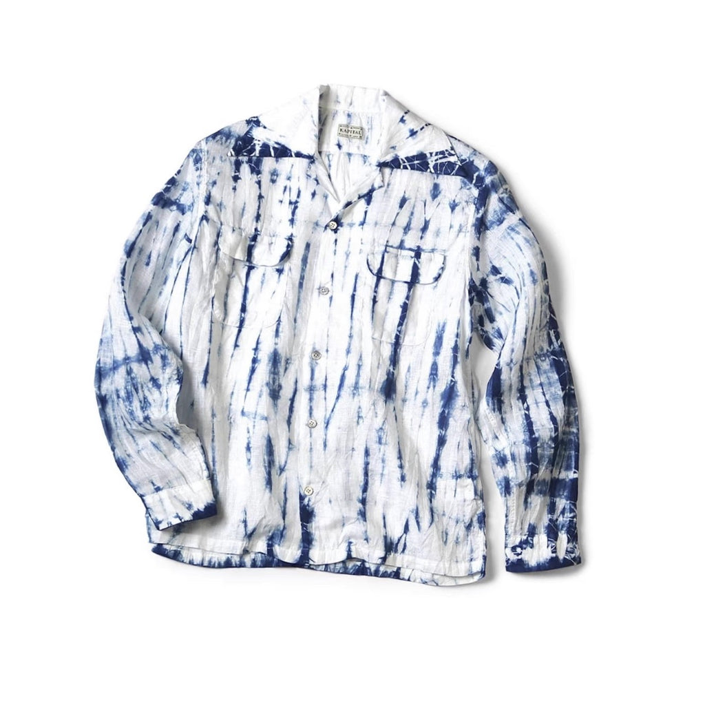 Kapital 25AW Kazuhiro Hirata Cotton-Linen Tie-Dye Pleated Shirt – Loose, Turn-Down Collar, Japanese Style