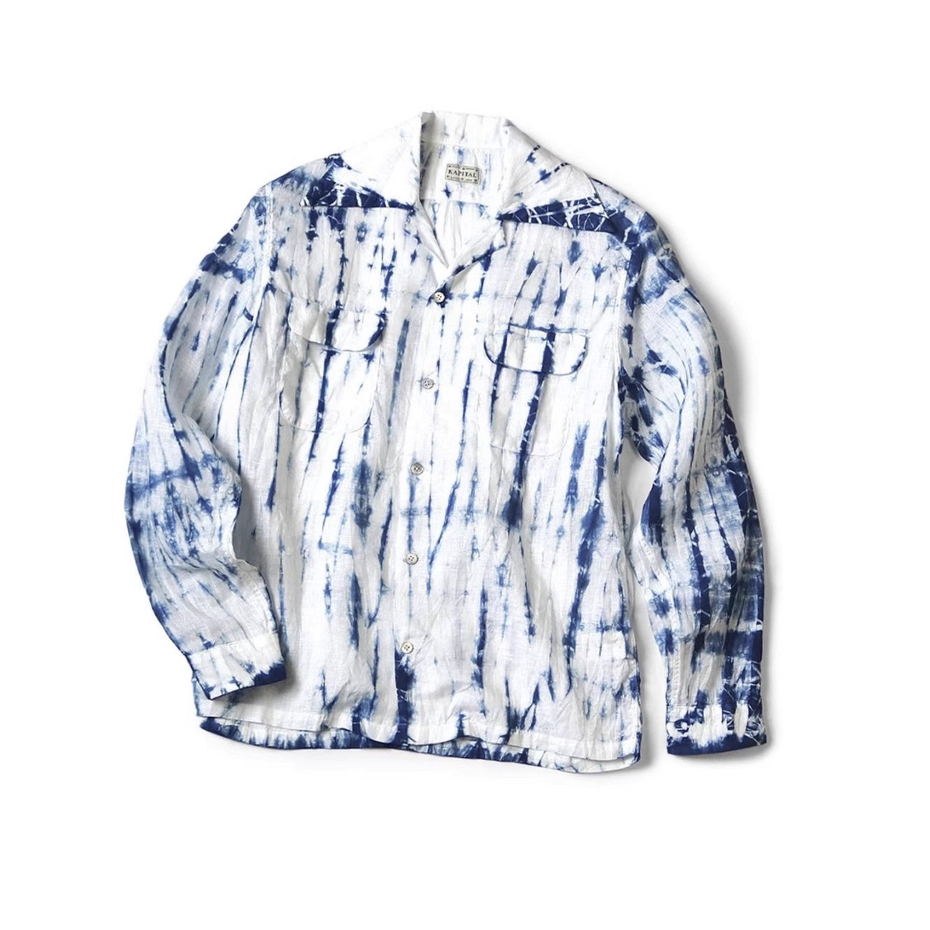 Kapital 25AW Kazuhiro Hirata Cotton-Linen Tie-Dye Pleated Shirt – Loose, Turn-Down Collar, Japanese Style