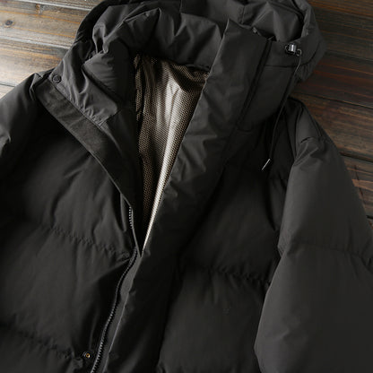 Men's Plus Size 800 Fill Power Mid-Length Down Jacket - Euro-American Style Hooded Thickened Cold-Resistant Warm Coat