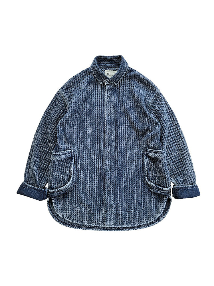 100% Cotton Oversized Shirt Jacket Japanese Style Khaki Retro Casual