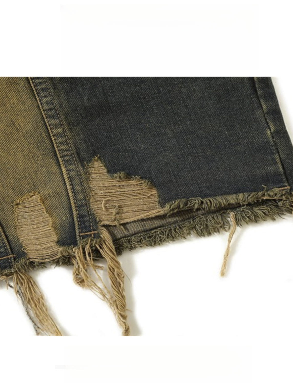 Vintage Distressed Turn-Down Collar Short Fringe Raw Edge Denim Vest Men's Functional Style Workwear Stylish Vintage Vest