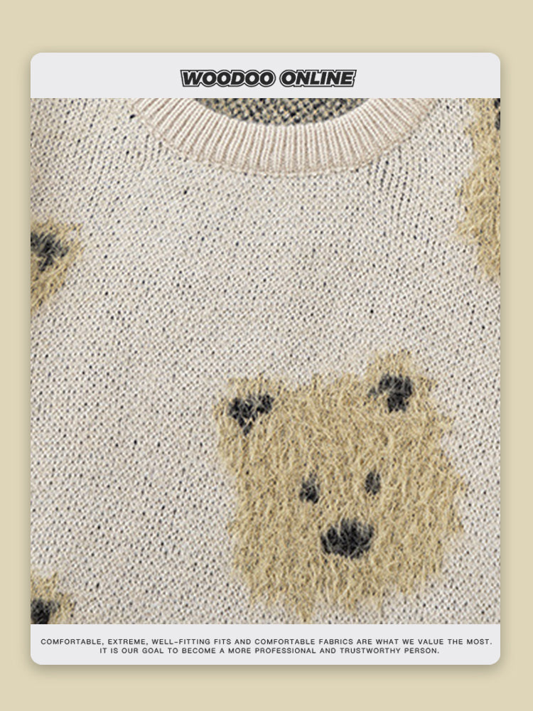 Color-Block Cartoon Puppy Knitted Sweater – Designer Brand Unisex