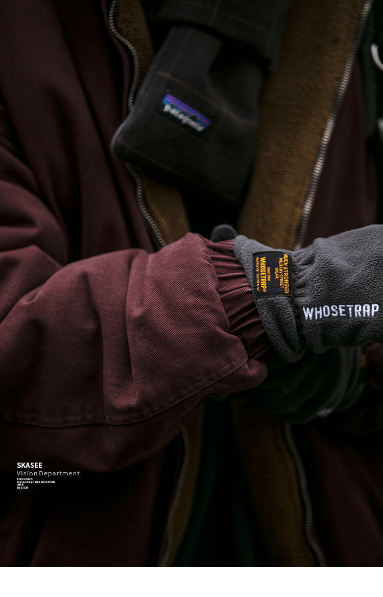 Japanese Retro Melad Stand Collar Lamb Wool Cotton Jacket for Men Winter Trendy Loose Couple Thickened Warm Cotton Coat Trendy