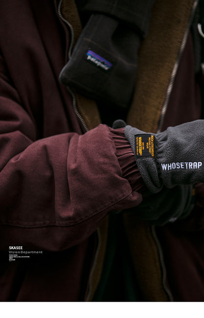 Men's Japanese Retro Lamb Wool Jacket - Thickened Stand Collar Couple Cotton Coat