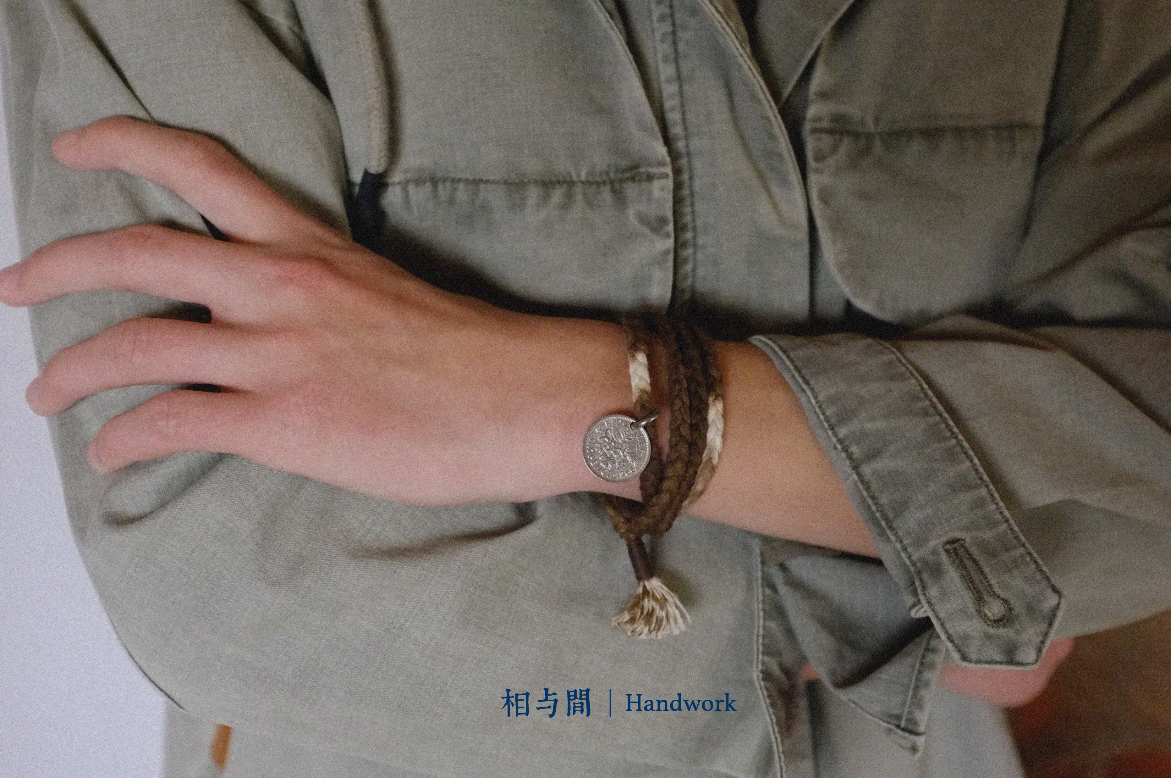 Sixpenny Lucky Coin Plant Dyed Woven Hand Strap National Fashion Original Necklace Bracelet Dual-Use