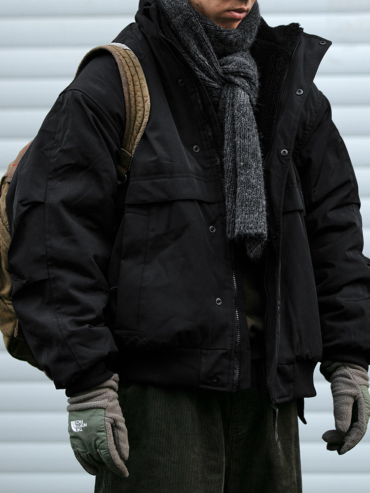 Japanese Style Trendy Brand Lamb Wool Stand Collar Cotton Jacket Men Winter Trendy Brand Couple Loose Thickened Warm Workwear Cotton Coat Jacket