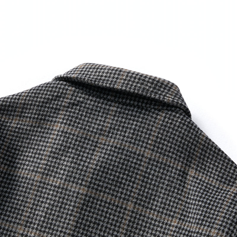 Heavyweight 53% Sheep Wool Houndstooth Lapel Coat – Korean-Style Casual Winter Staple