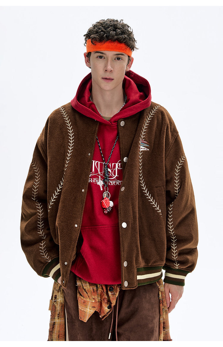 BJHG Quilted Baseball Jacket - American Style Color-Block Winter Coat (Unisex)