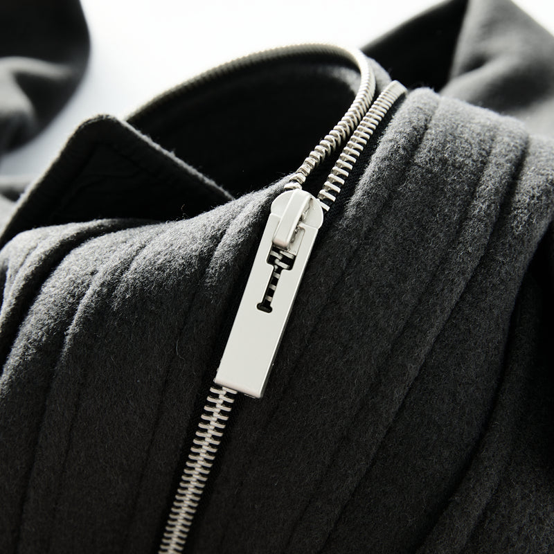 Korean Minimalist Workwear Jacket – Thickened 53% Sheep Wool, Turn-Down Collar for Autumn/Winter