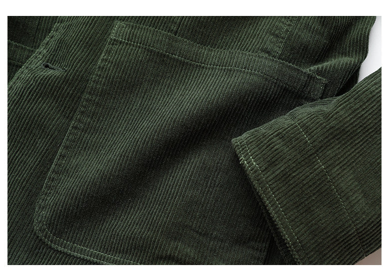 American Retro Amekaji Corduroy Safari Blazer - Casual Suit Jacket (Men)