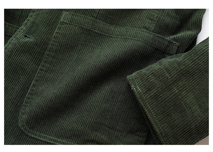 American Retro Amekaji Corduroy Safari Blazer - Casual Suit Jacket (Men)
