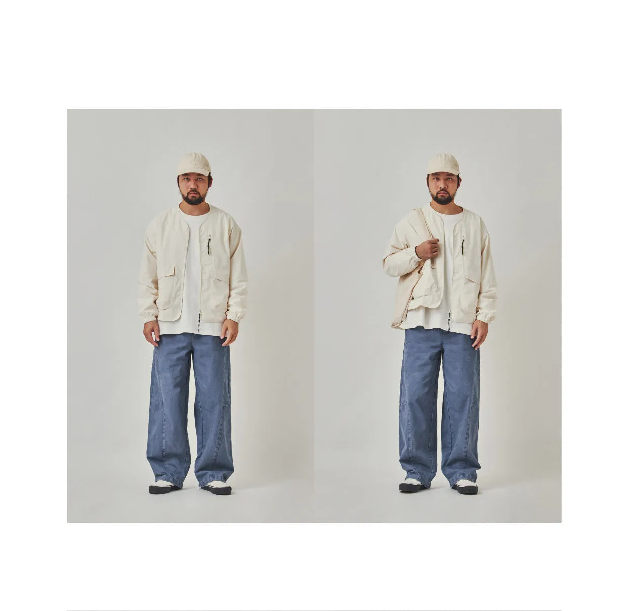 collarless jacket, lightweight outdoor water-repellent Japanese retro loose jacket for men, spring