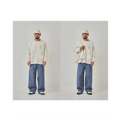 collarless jacket, lightweight outdoor water-repellent Japanese retro loose jacket for men, spring
