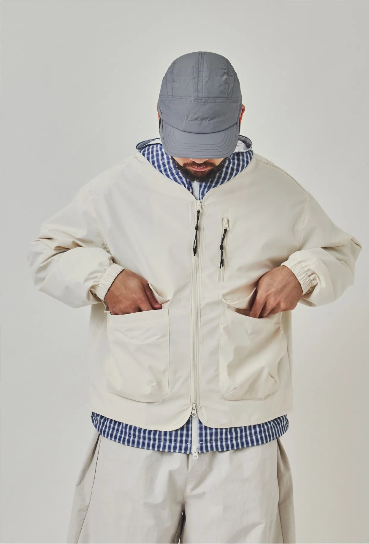 collarless jacket, lightweight outdoor water-repellent Japanese retro loose jacket for men, spring