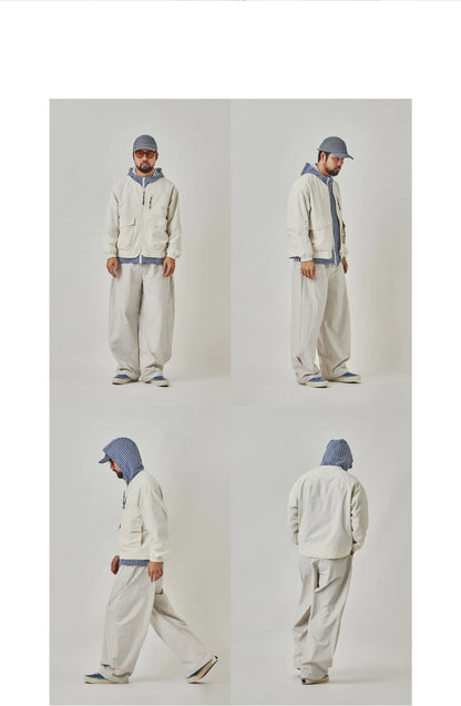 collarless jacket, lightweight outdoor water-repellent Japanese retro loose jacket for men, spring