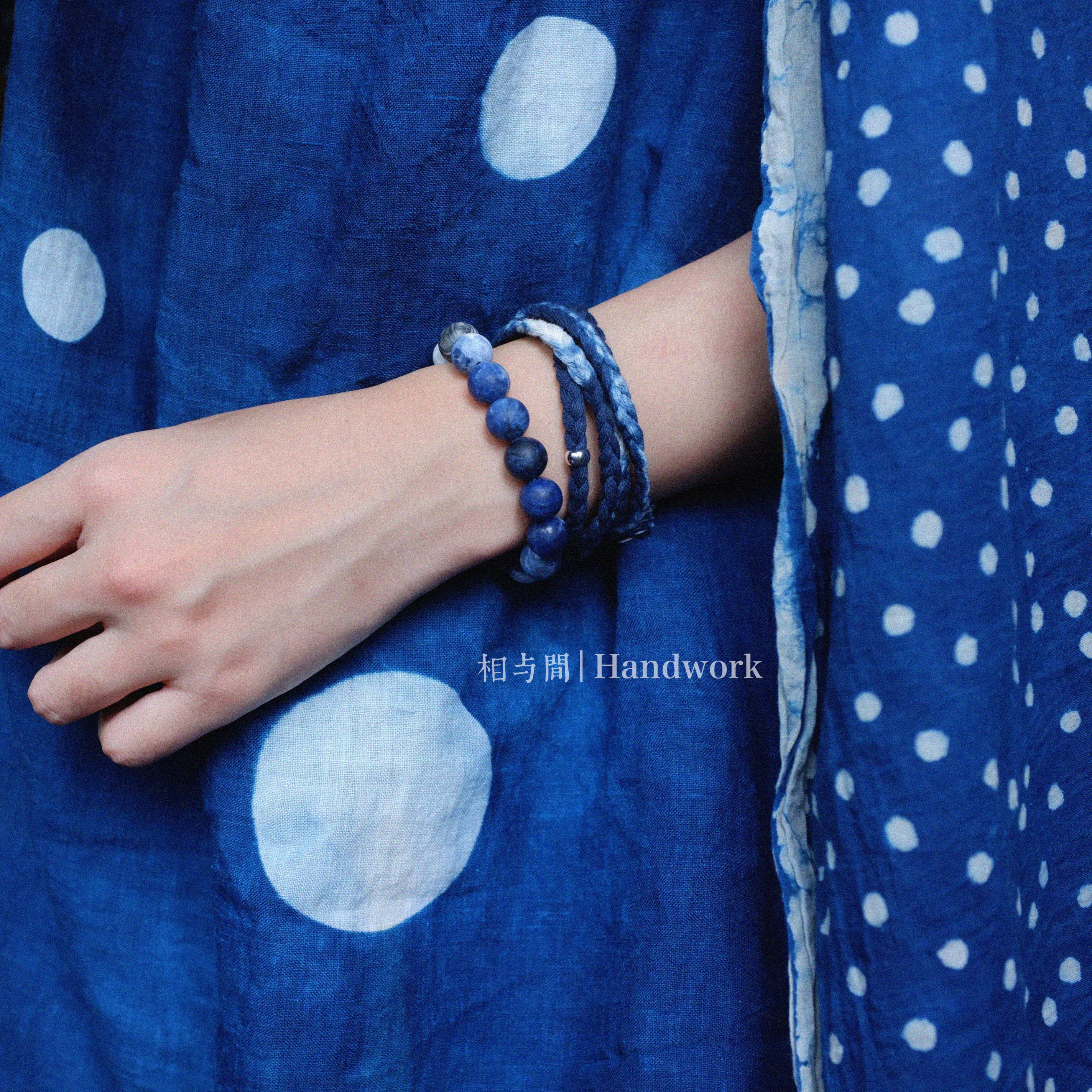 Original Planet Blue Vein Stone Bracelet Gradient Matte Stone Couple Artistic Mountain Sea Natural Bracelet