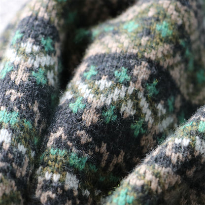 Heavyweight Color-Block Wool Cardigan Jacket – Retro Warm Knit (Unisex)