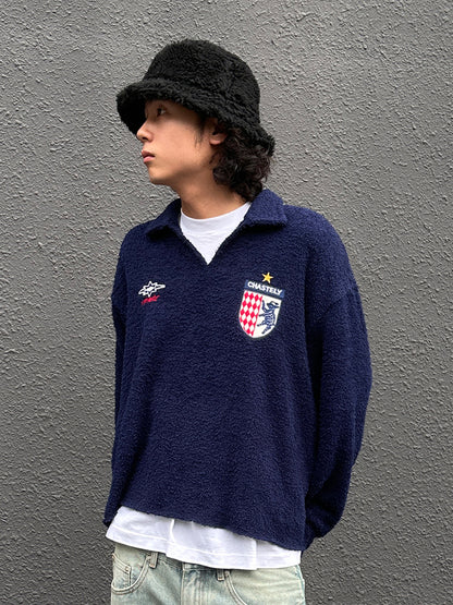 Remedy Inge Sheep” Embroidered Unisex Sweater – American Turn-Down Collar Spring/Autumn Knit