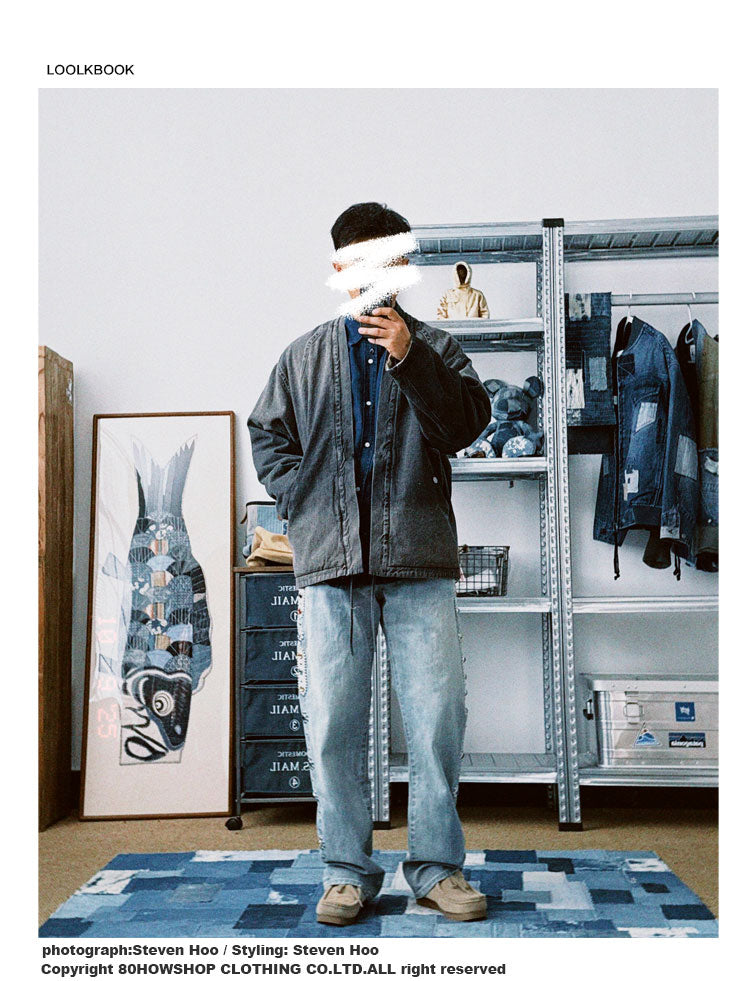 Vintage Ethnic-Style Reversible Denim Jacket – Japanese Retro Unisex Coat