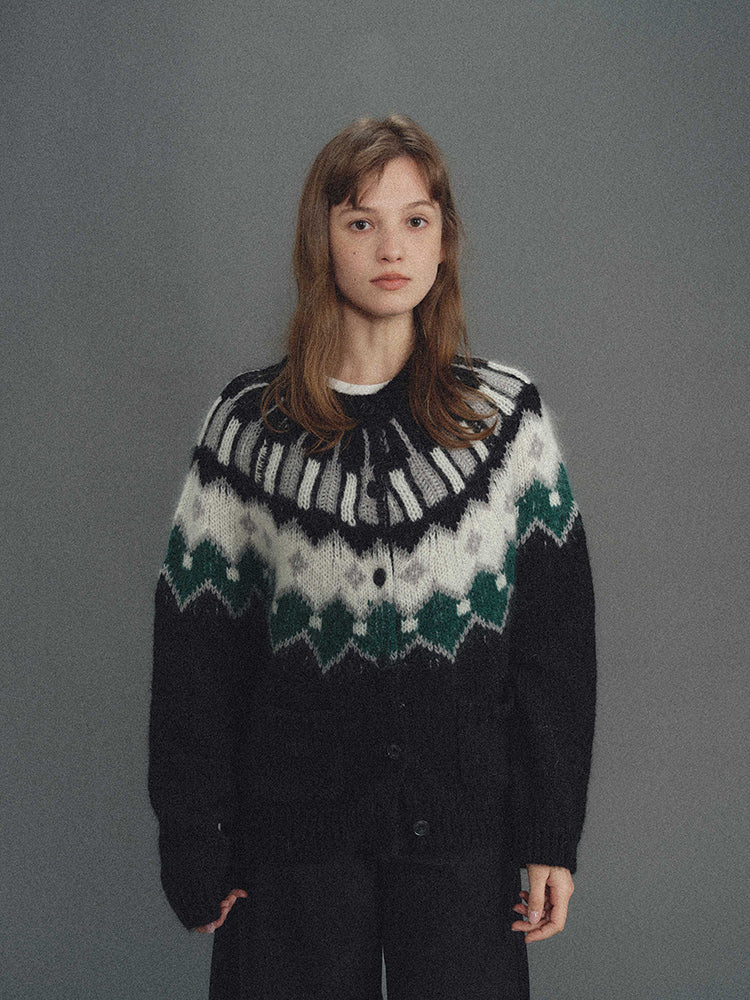 Shyshy Two Colors Choose Your Price Mohair Raw Materials Hand-Painted Design Sense Fairisland Sweater Cardigan Wool Top