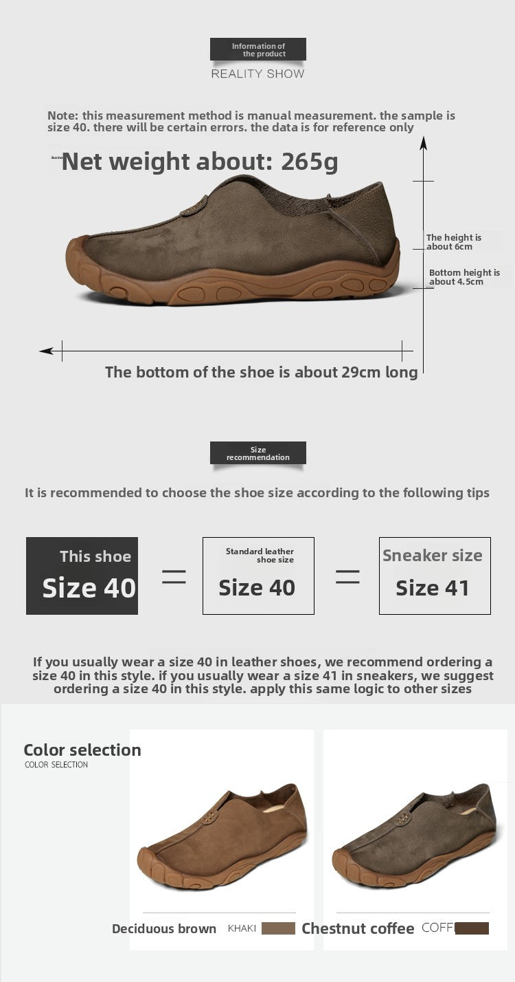 Genuine Leather Slip-On Casual Shoes for Men – Breathable Soft Sole, Lazy-Loafer Comfort