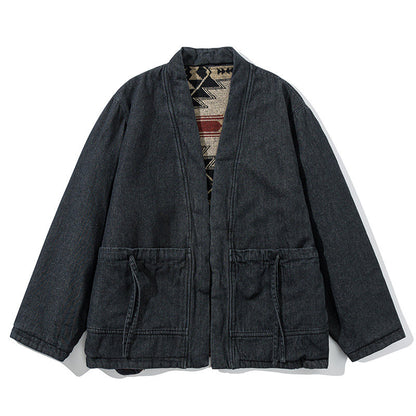 Unisex New Chinese Style Double-Sided Quilted Dao Robe