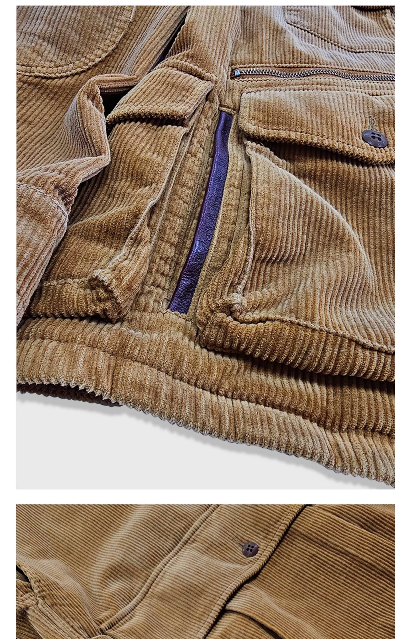 Corduroy Western Hunting Jacket for Men, Washed Multi-Pocket Outdoor Adventure Workwear Retro Windbreaker Jacket