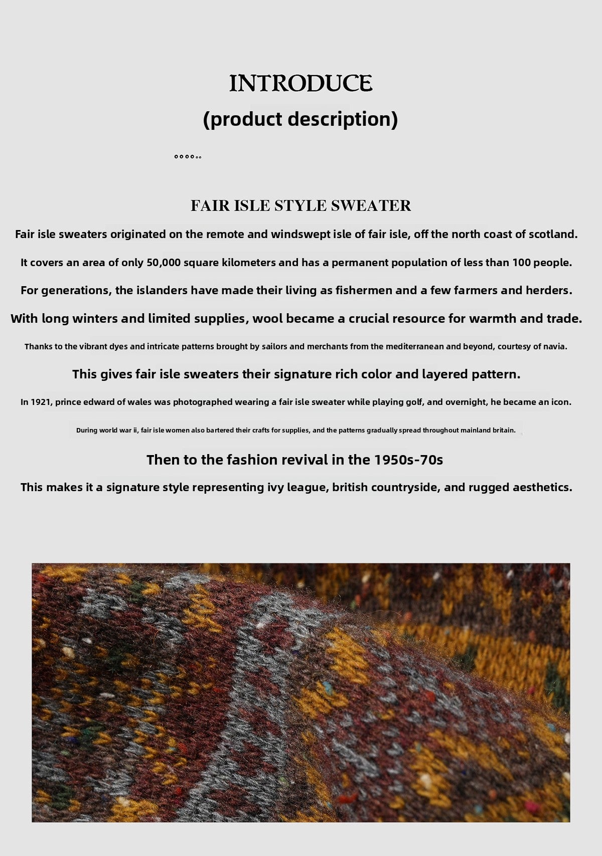 Vintage Fair Isle Wool-Blend Crewneck Sweater – British Heritage Style (Unisex)
