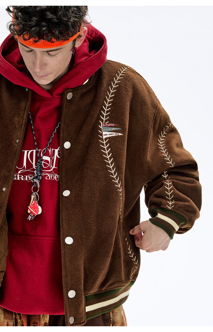 BJHG Quilted Baseball Jacket - American Style Color-Block Winter Coat (Unisex)