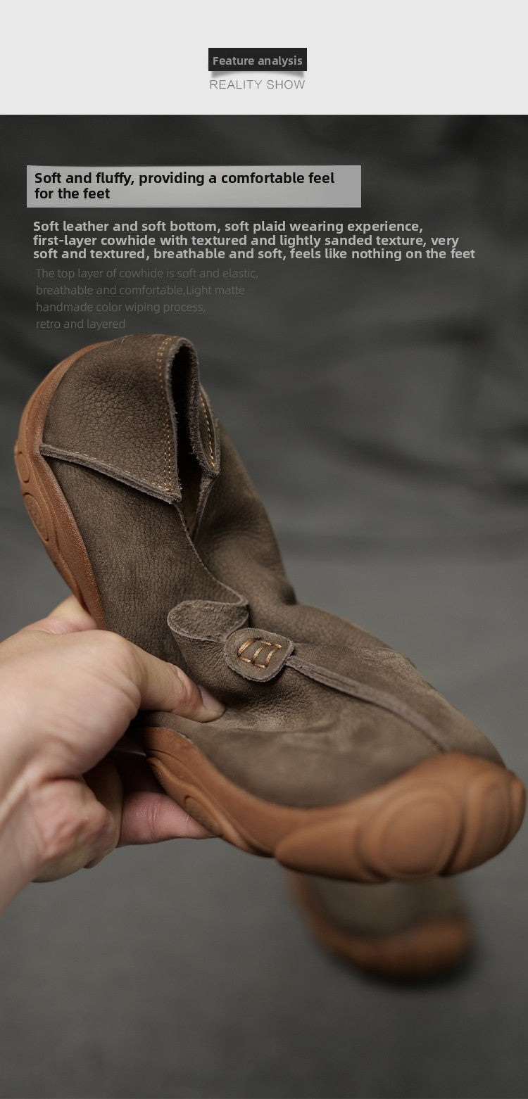 Genuine Leather Slip-On Casual Shoes for Men – Breathable Soft Sole, Lazy-Loafer Comfort