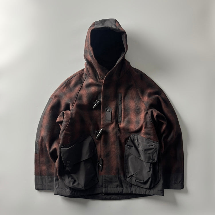 Japanese Retro Plaid Wool Hooded Coat - Thickened Warm Winter Jacket