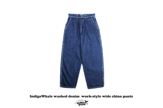 IndigoWhale High-Rise Button-Washed Denim Chino Jeans – Loose Straight Chino Style