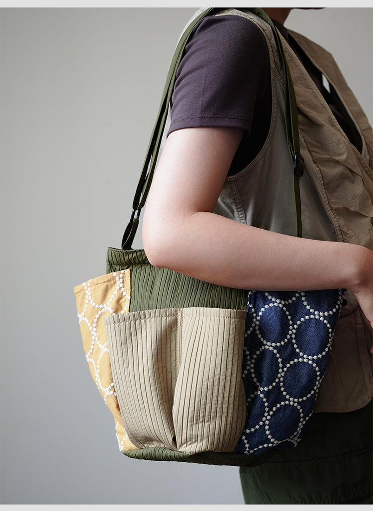 Original Patchwork Large Capacity Crossbody Bag Retro New Chinese Style Embroidered Tote Bag for Women