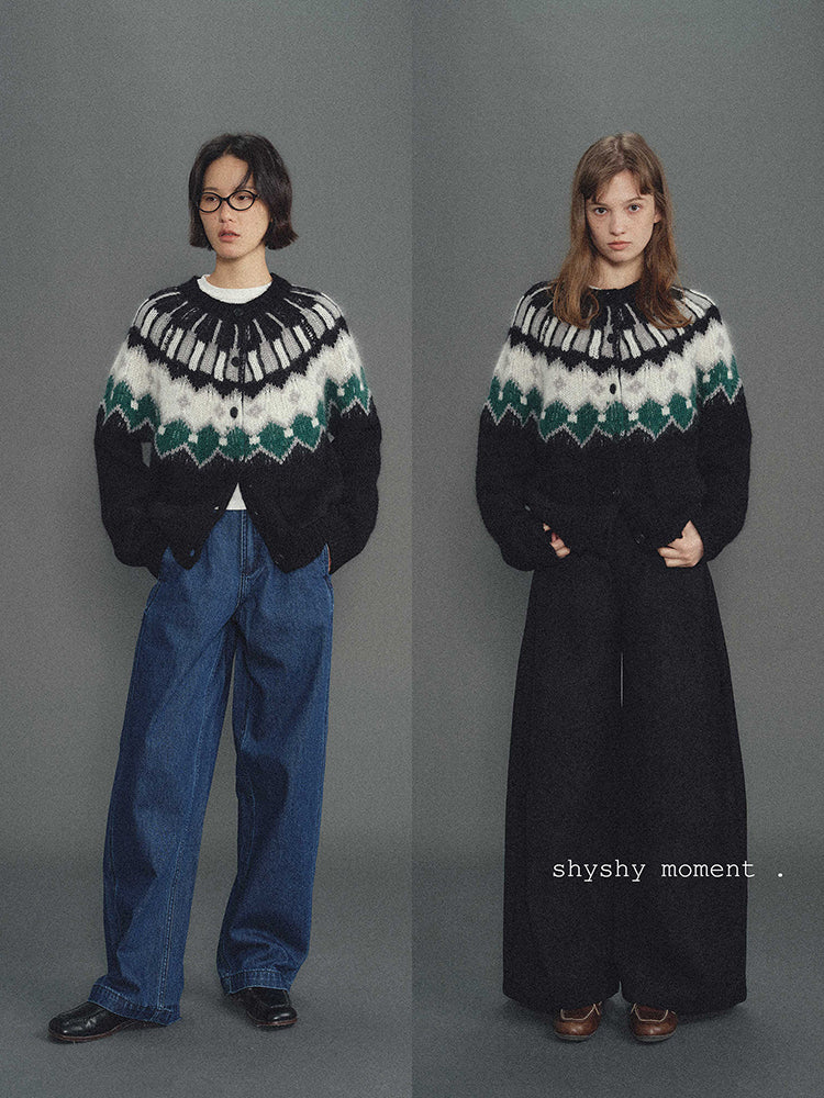 Shyshy Two Colors Choose Your Price Mohair Raw Materials Hand-Painted Design Sense Fairisland Sweater Cardigan Wool Top