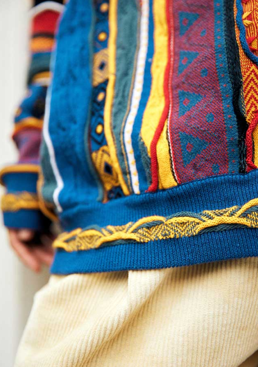 Medria American Style Retro Sweater - Guochao Hidden Color Bitter Melon Stripe Pullover