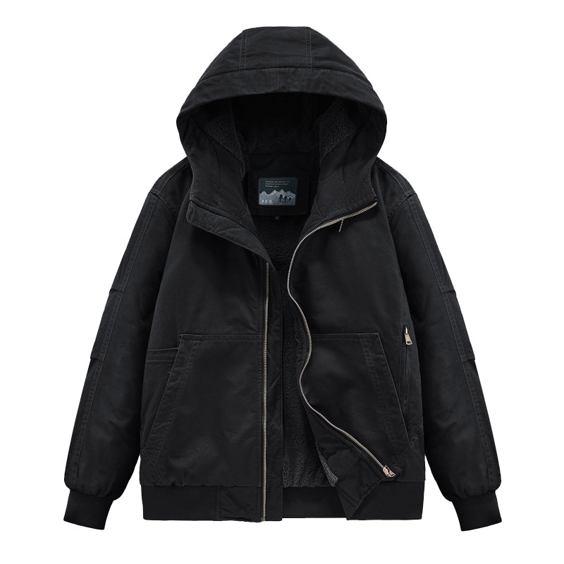 Men's Navy N1 Deck Jacket - American Workwear Lamb Wool Hooded Coat