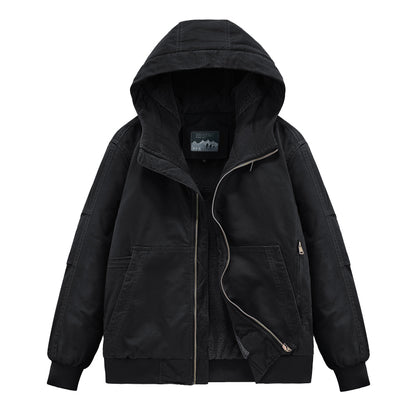 Men's Navy N1 Deck Jacket - American Workwear Lamb Wool Hooded Coat