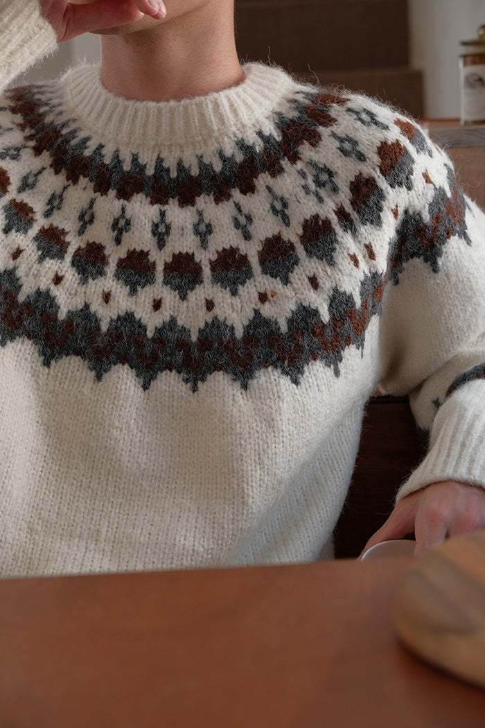 Coke Life CARPEM Winter Fair Isle Sweater - Thickened Coarse Knit Handmade Jacquard Round Neck Top