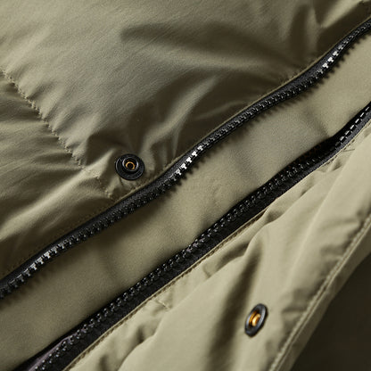 Men's Plus Size 800 Fill Power Mid-Length Down Jacket - Euro-American Style Hooded Thickened Cold-Resistant Warm Coat