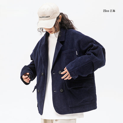 Hold Color American City Boy Corduroy Suit - Multi-Pocket Blazer (Unisex)