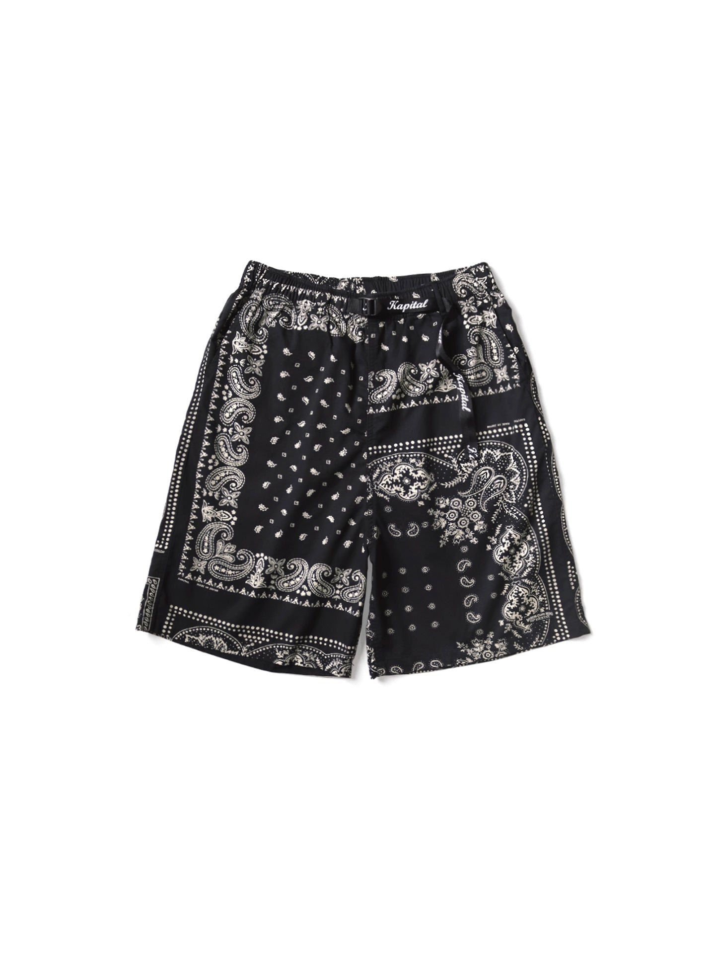 Japanese Style Casual Paisley Print Adjustable Elastic Loose Shorts