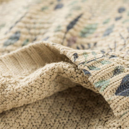 Japanese Style Printed V-Neck Cotton Double-Breasted Knit Vest – Loose Retro Button Detail