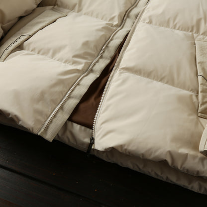 Men's Plus Size Export Overstock Puffer Jacket - High-Puff Hooded Thickened White Duck Down Coat