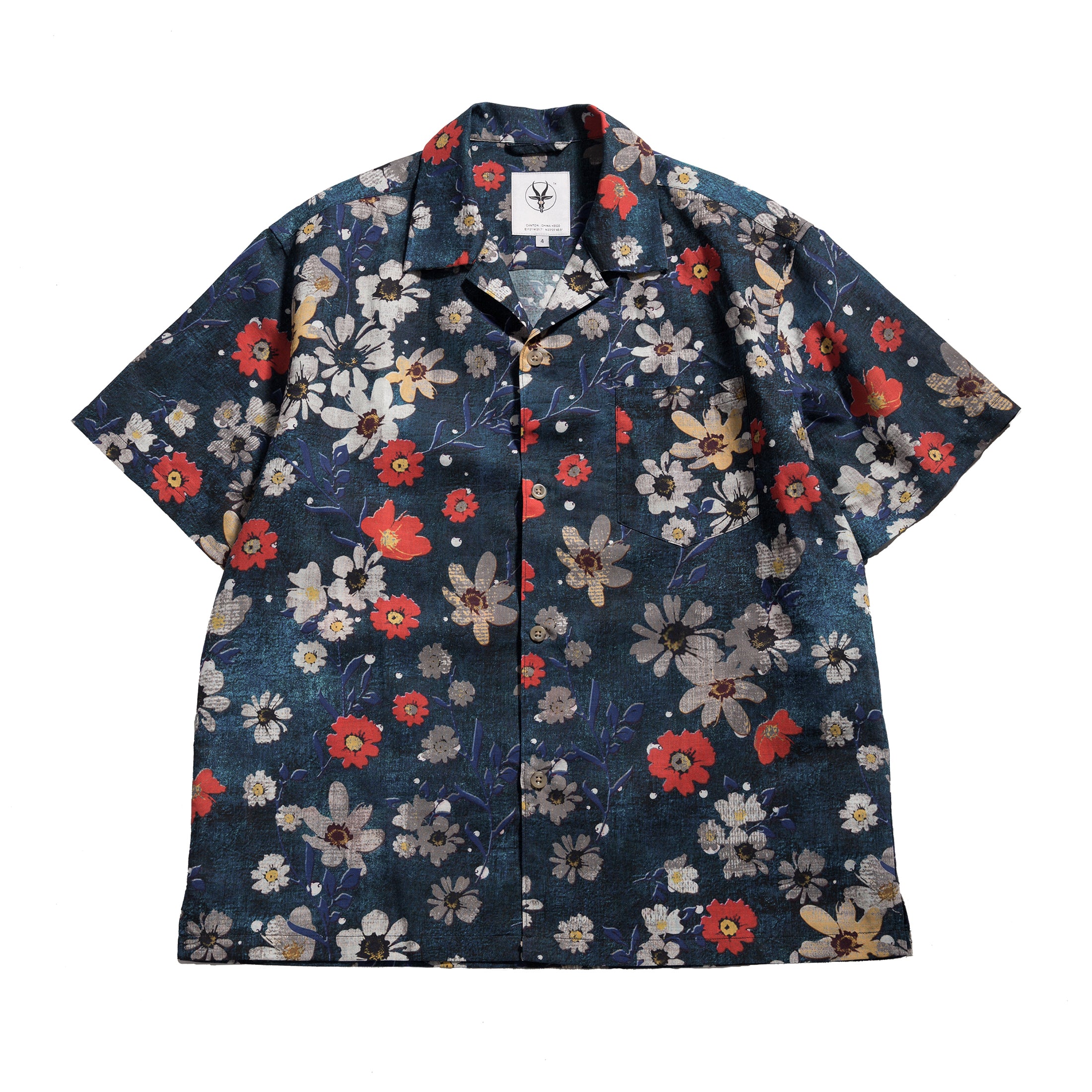 New Amekaji Retro Short Sleeve Shirt Printed Cotton Linen Shirt
