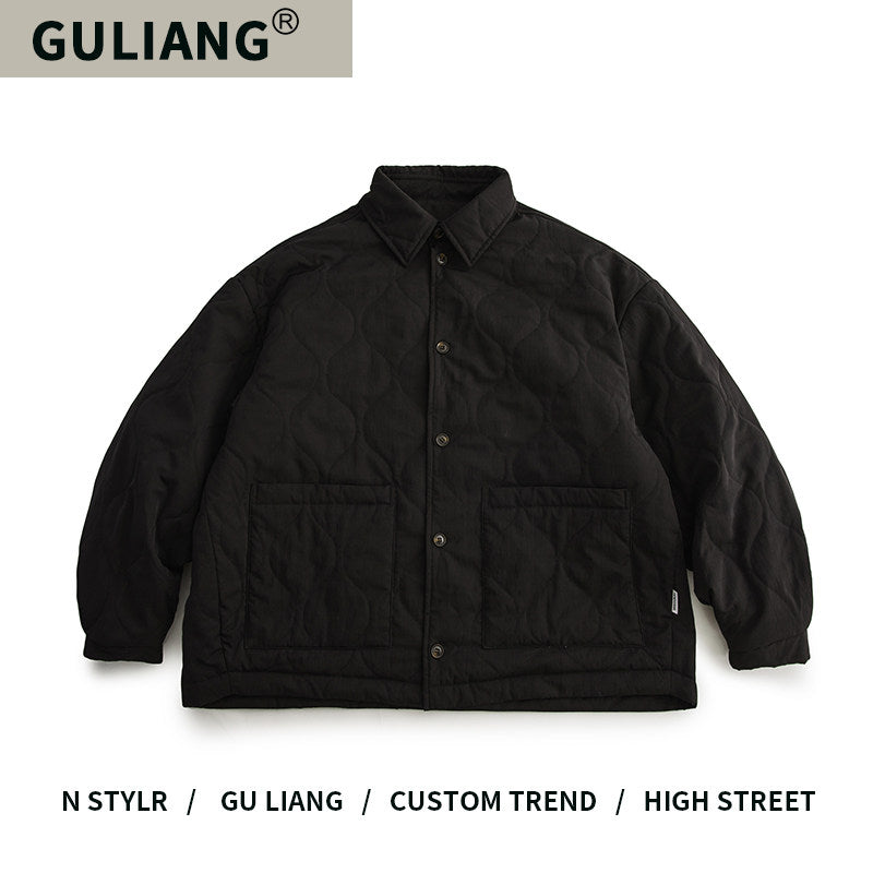 japanese Minimalist Quilted Cotton Jacket - Lightweight Couple Coat